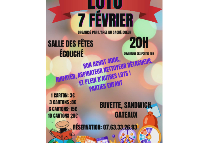 Loto APEL Sacré Coeur Ecouché fevrier 2026 6-8